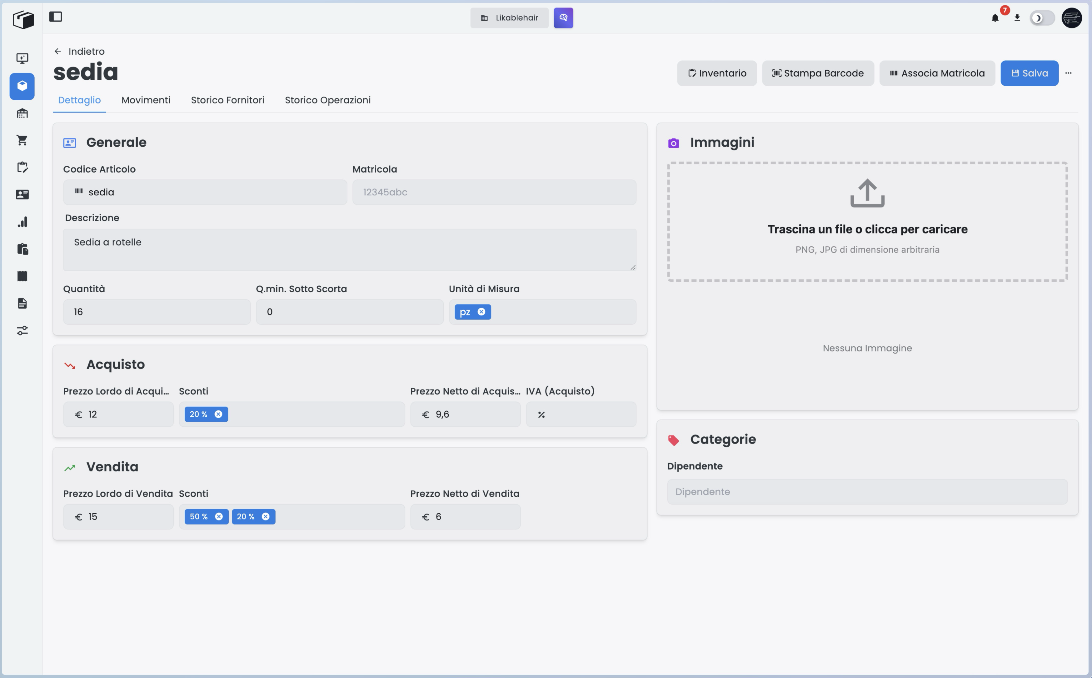 Scheda articolo Addibox